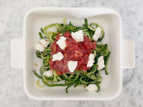 Courgettes Spaghetti with Tomato Sauce