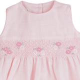 Baby Girl - Dakota Linen Hand Embroidered Smocked Romper