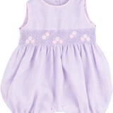 Baby Girl - Dakota Linen Hand Embroidered Smocked Romper