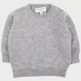 Baby Boy - Cashmere Round Neck Jumper With Elbow Patches