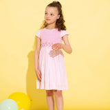 Girl - Camilla Hand Embroidered 100% Linen Smocked Dress With  Frill Sleeves