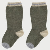 Baby Boy - Cashmere Calf Length Socks With Contrasting Multi-Coloured Heel And Toe