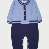 Baby Boy - Cashmere Round Neck Romper With Faux Cardigan