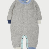 Baby Boy - Cashmere Romper With Multi-Coloured Borders