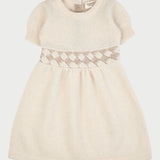 Baby Girl - Cashmere Dress With Two Colour Woven Design