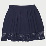 Girl - Cotton Full Circle Skirt With Crochet Details