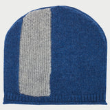 Baby Boy - Cashmere Knitted Hat With Cob Nut Stitches And Contrast Wide Vertical Stripe