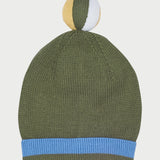 Baby Boy - Cotton Hat With Contrast Border And Stripe Ball