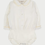 Baby Girl - 100% Cotton Bodysuit With Blouse with lace trim collar and cuffs