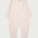 Baby Girl - Cashmere Romper With Striped Multi-Coloured In-And-Out Stitching