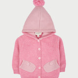 Baby Girl - Paola 100% Cashmere Cardigan Hoodie With Mitten Style Pockets