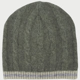 Baby Cashmere Cable Knit Hat With One Stripe Contrasting Border