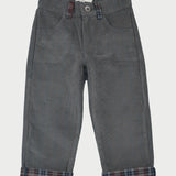 Baby Boy - Josh 100% Cotton Corduroy Trousers With Checked Turn Ups