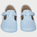 Baby Boy - 100% Leather Crawling Shoes With Cut Outs And Button Detail