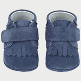 Baby Boy - Suede Crawling Ankle Boots With Tassels And Velcro Strap