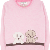 Girl - Serafina Cashmere Jumper with Puppies Intarsia