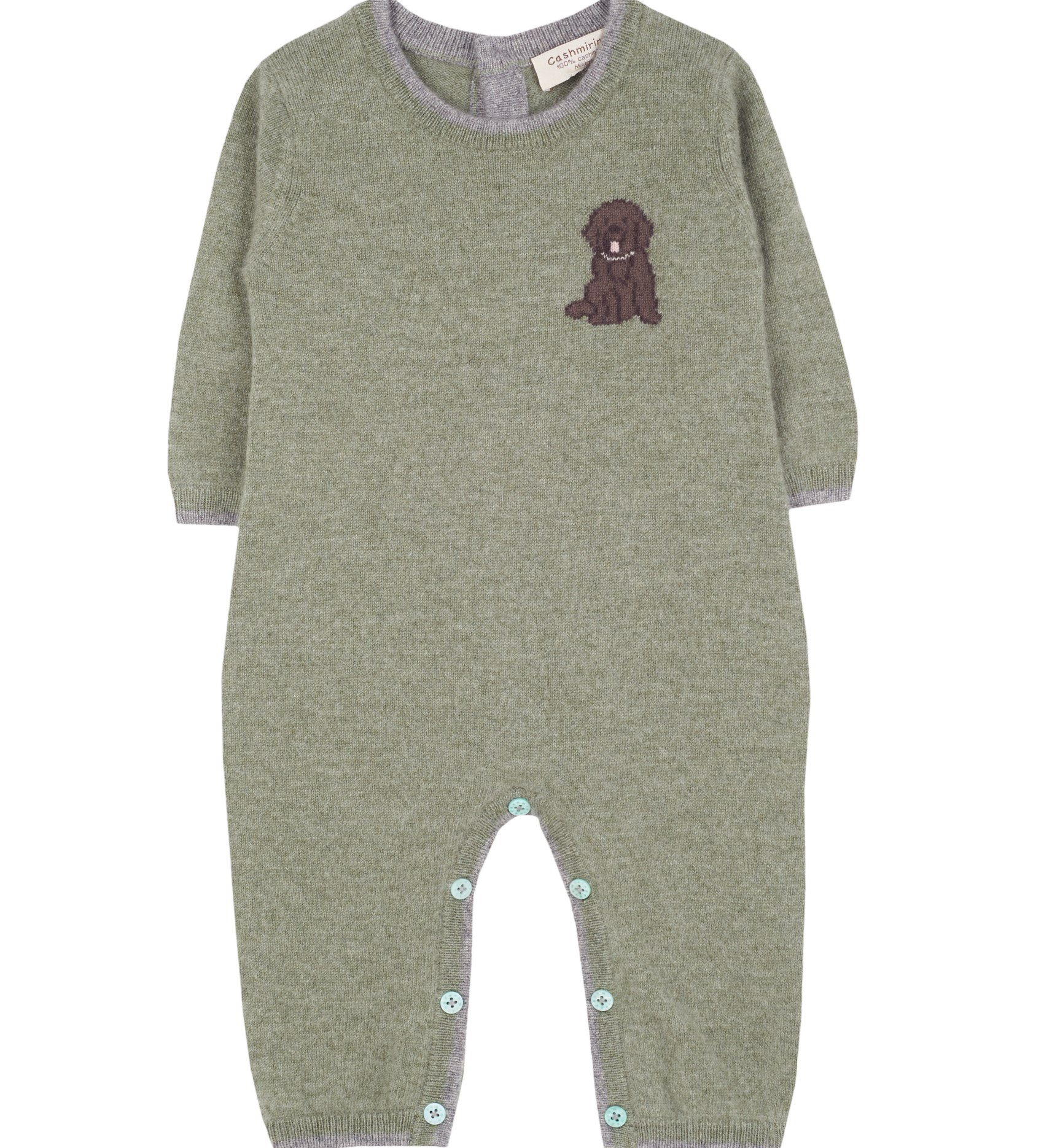 Baby Boy - Pepito Cashmere Romper with Labrador Intarsia