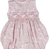 Baby Girl - Cordelia Cotton Hand Embroidered Smocked Romper