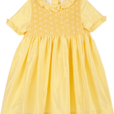 Girl - Gwenda Silk Smocked Hand Embroidered Knee Length Dress