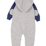 Baby Boy - Cashmere romper With Peter Pan Collar, Contrasting Sleeves And Hood