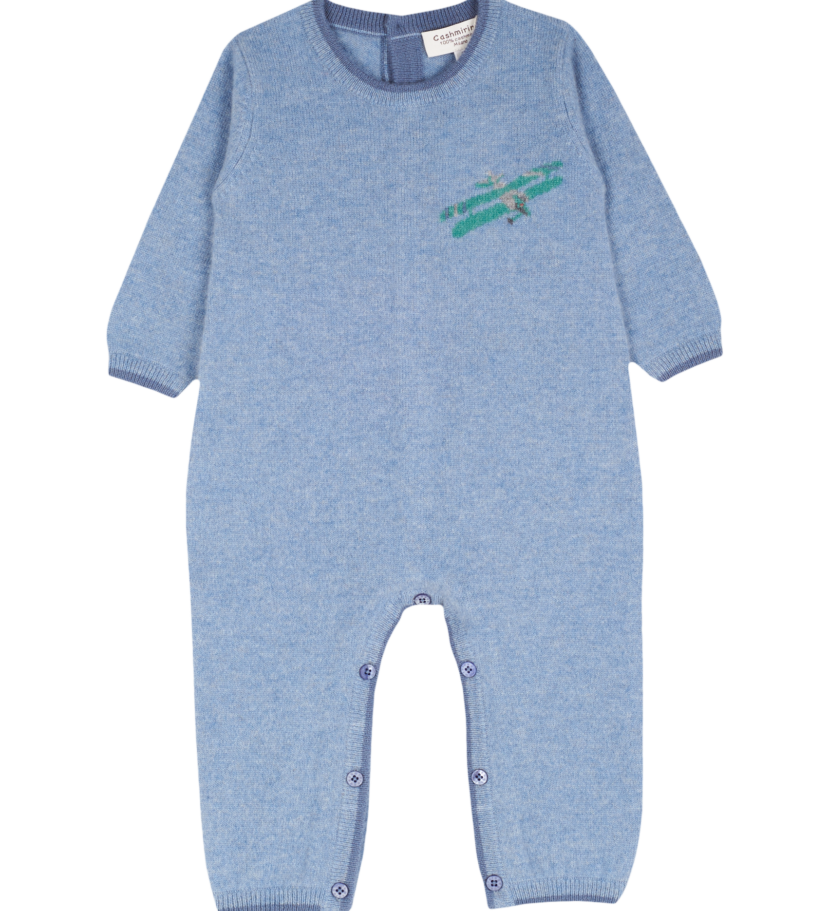 Baby Boy - Mitchell Cashmere Romper with Plane Intarsia