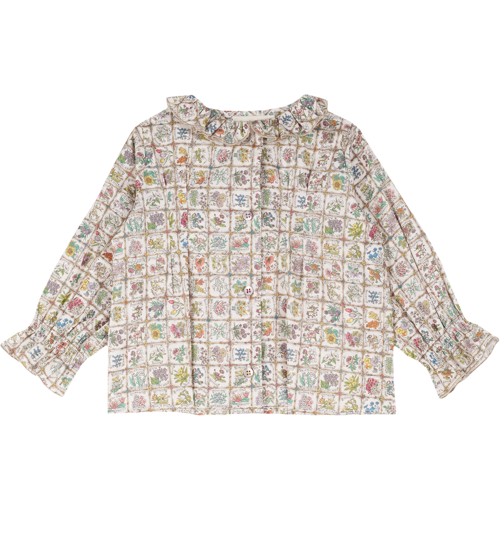 Girl - Callie 100% Cotton Blouse with Pleats in Floral Prints