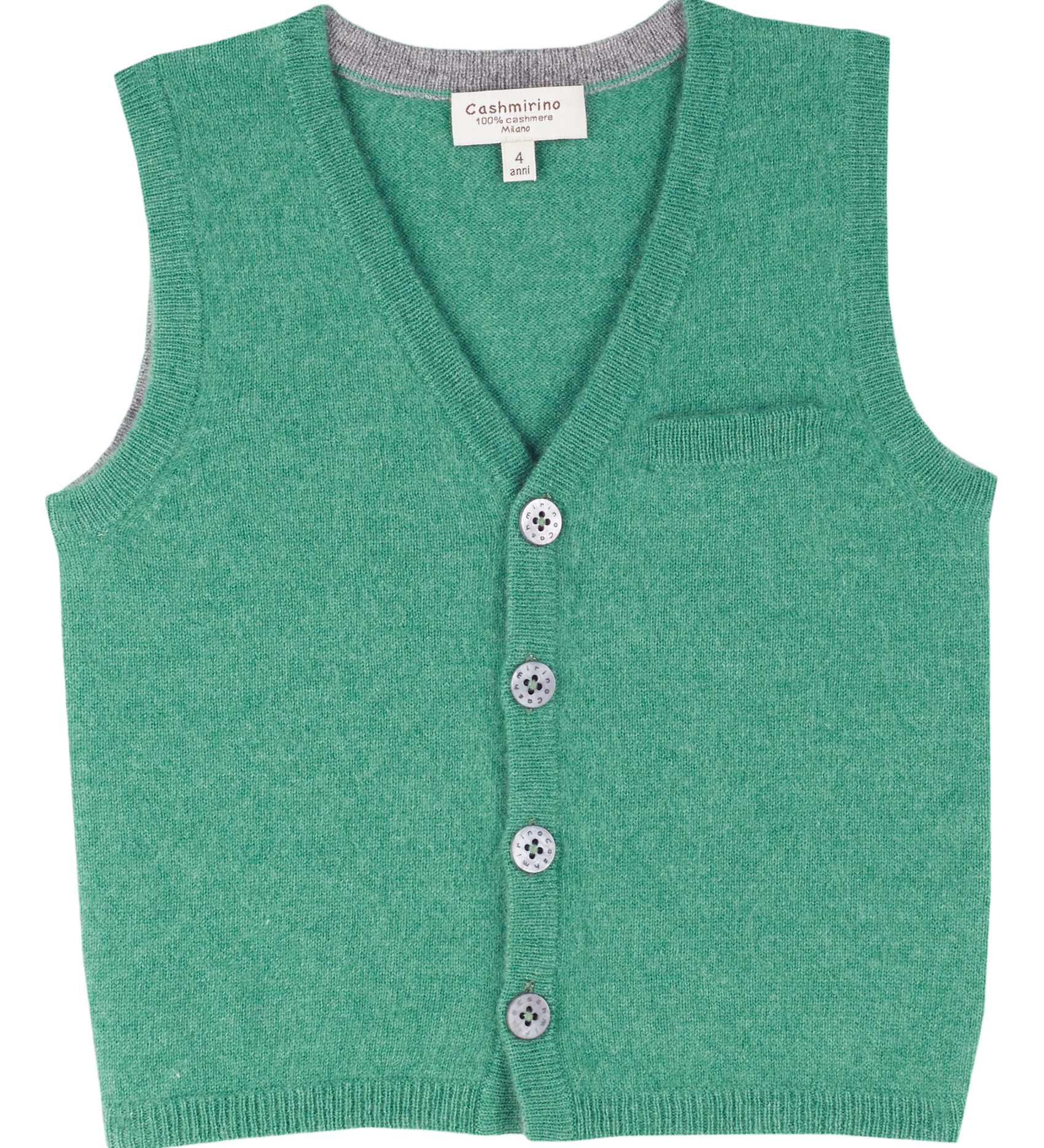 Boy - Benjamin 100% Cashmere V-Neck Sleeveless Cardigan With Pocket