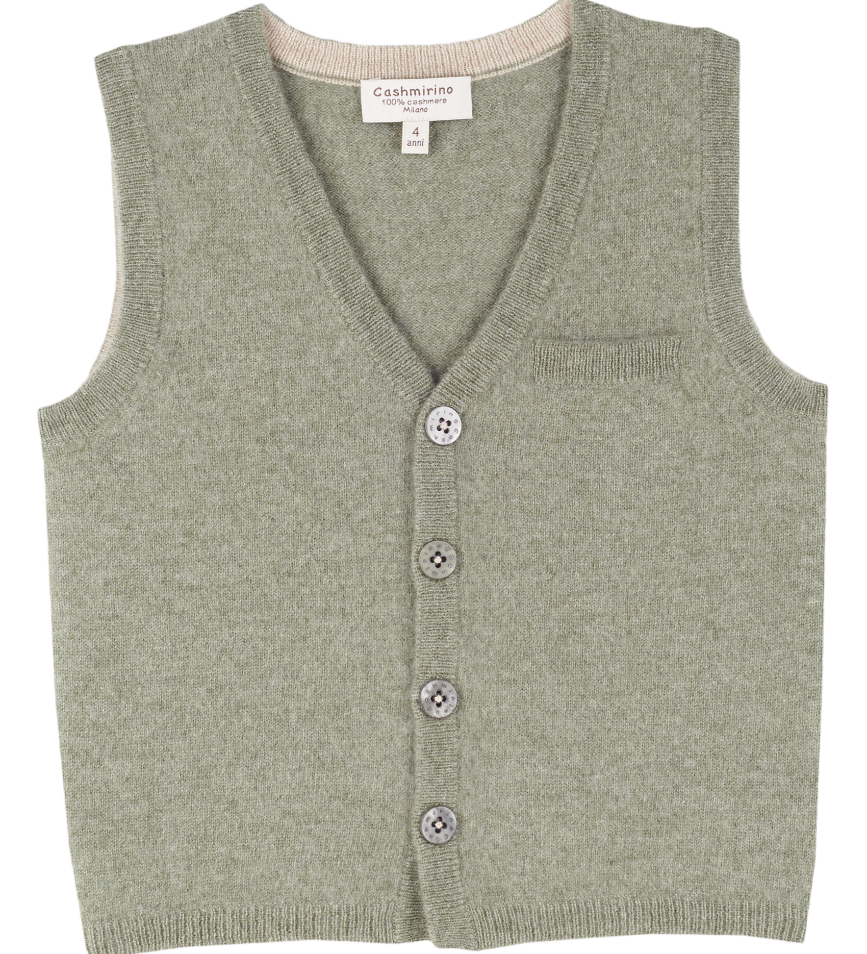 Boy - Benjamin 100% Cashmere V-Neck Sleeveless Cardigan With Pocket