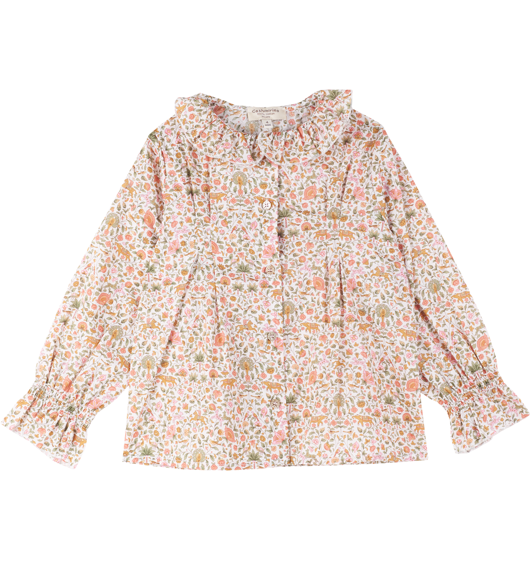 Girl - Callie 100% Cotton Blouse With Pleats and Ruffle Collar