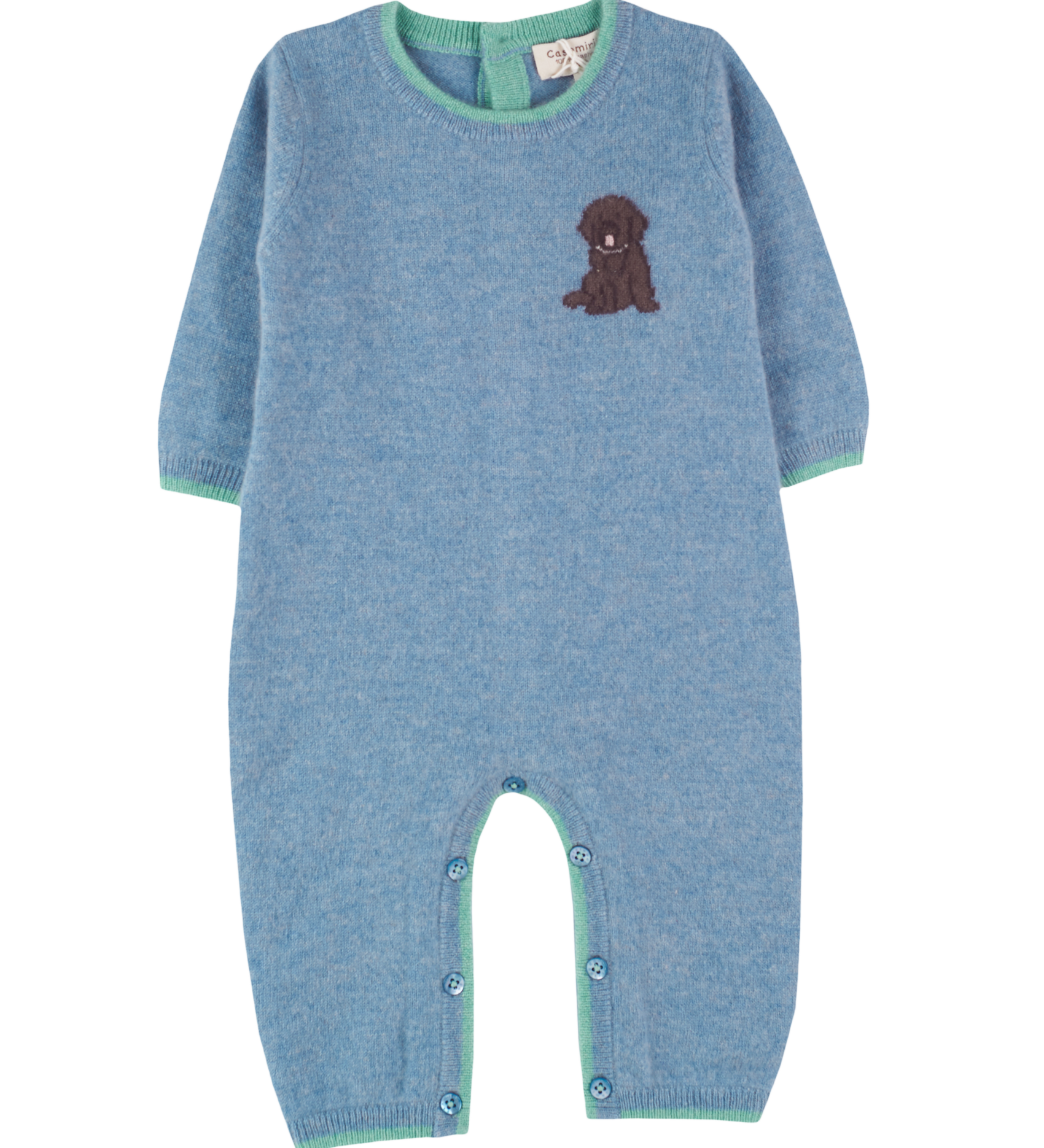 Baby Boy - Pepito Cashmere Romper with Labrador Intarsia