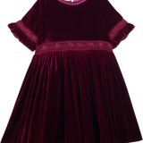 Girl - Letizia Velvet Hand Embroidered Smocked Dress