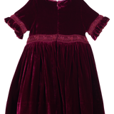 Girl - Letizia Velvet Hand Embroidered Smocked Dress