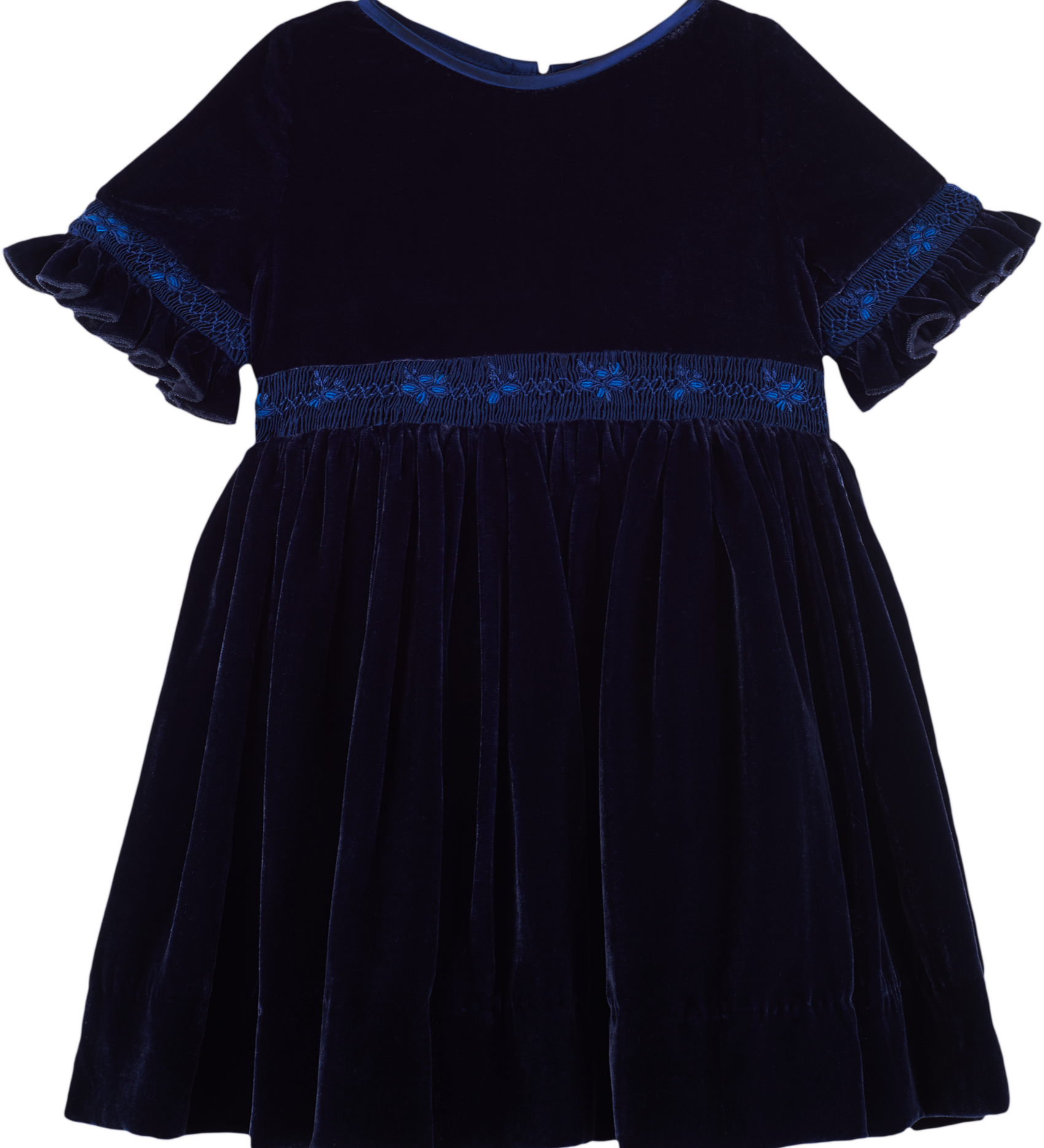 Girl - Letizia Velvet Hand Embroidered Smocked Dress