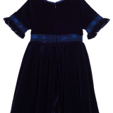 Girl - Letizia Velvet Hand Embroidered Smocked Dress