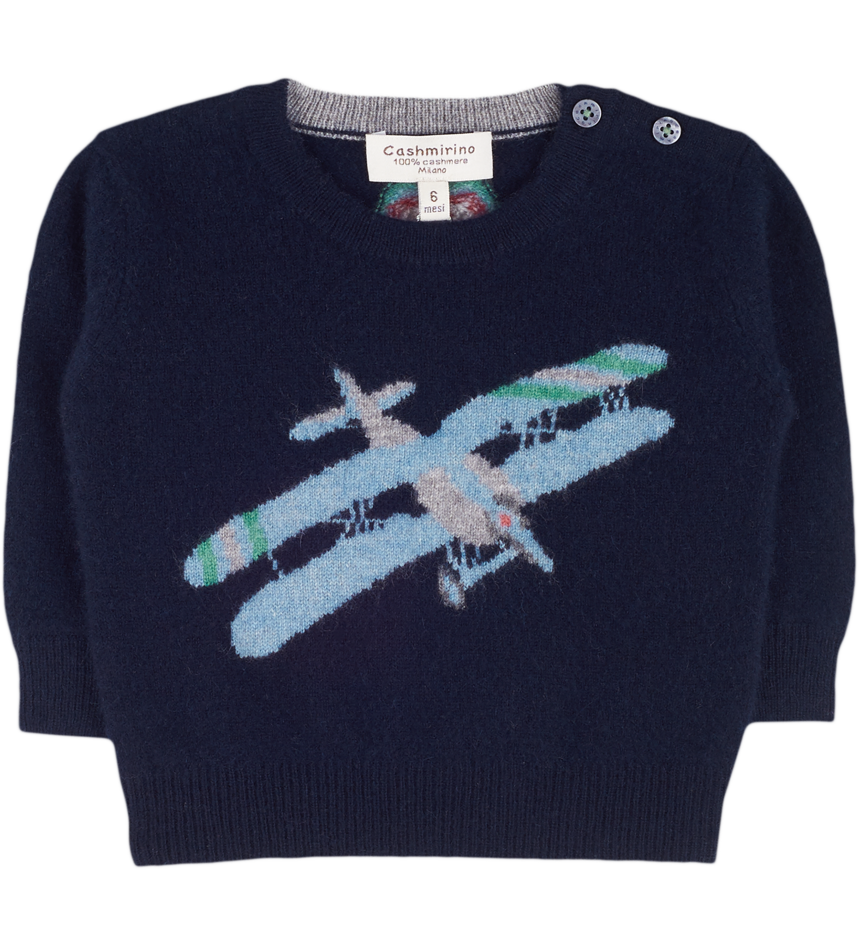 Baby Boy - Mitch Cashmere Jumper with Plane Intarsia