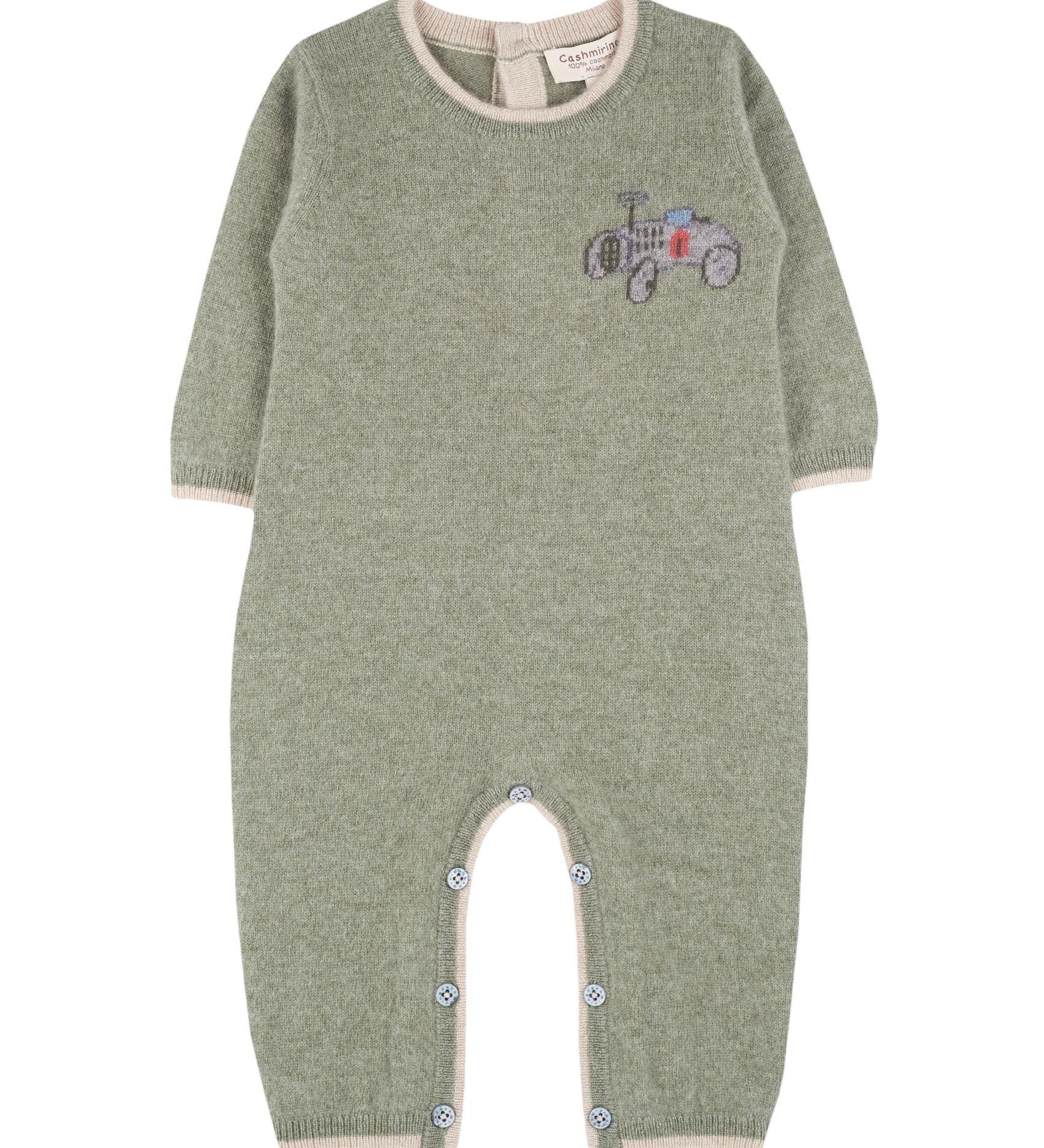 Baby Boy - Dominic Cashmere Romper with Car Intarsia