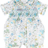 Baby Boy - Reece Cotton Hand Embroidered Smocked Romper