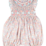 Baby Girl - Hand Embroidered 100% Cotton Romper With Ruffle Collar And Smocked Detail