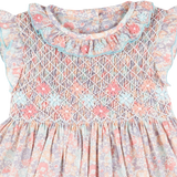 Baby Girl - Hand Embroidered 100% Cotton Romper With Ruffle Collar And Smocked Detail