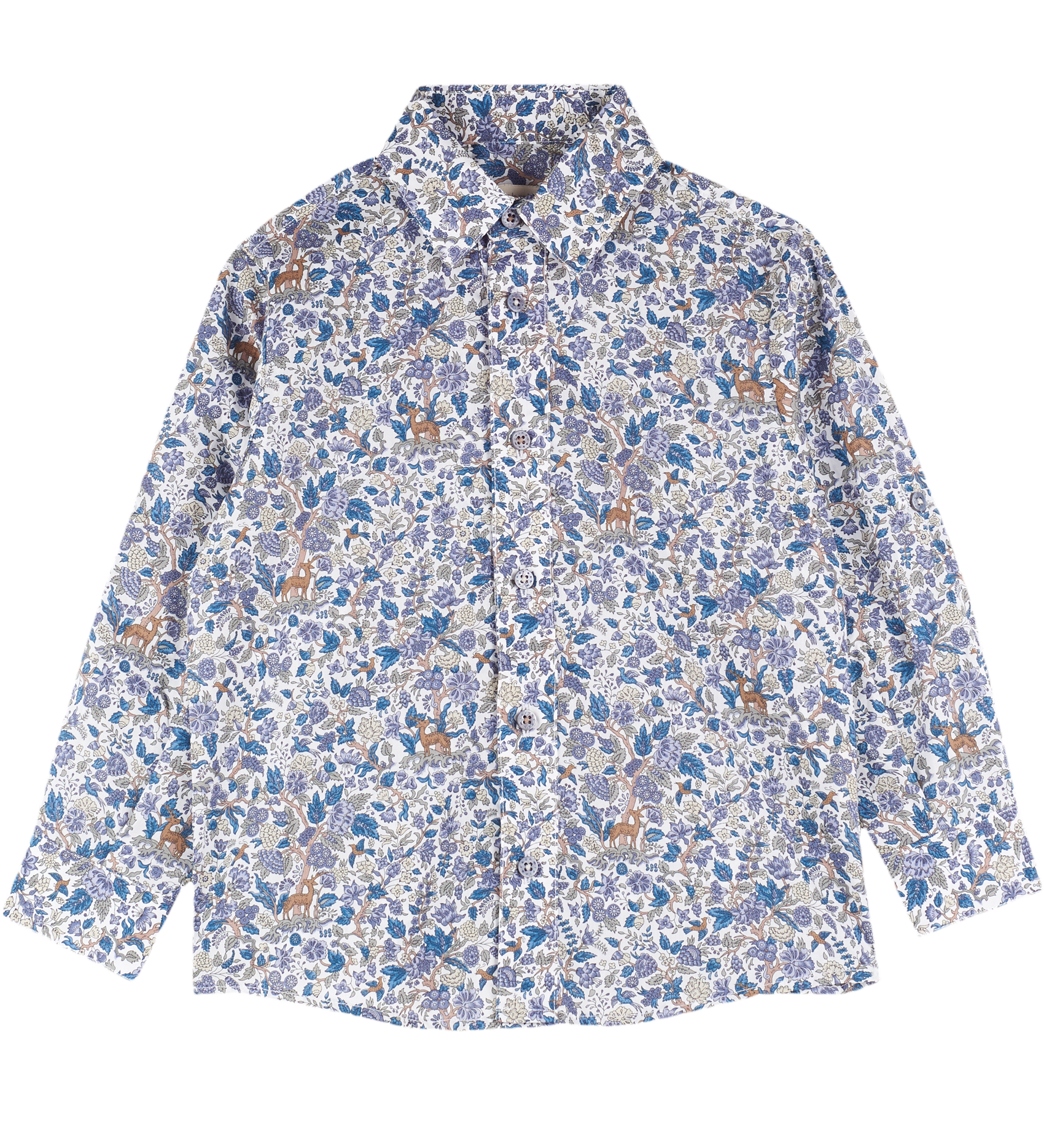 Boy - Davide 100% Cotton Classic Shirt in Nature Prints