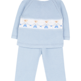 Baby Boy - Jason Cotton Set with Teddy Bear Smocked Panel