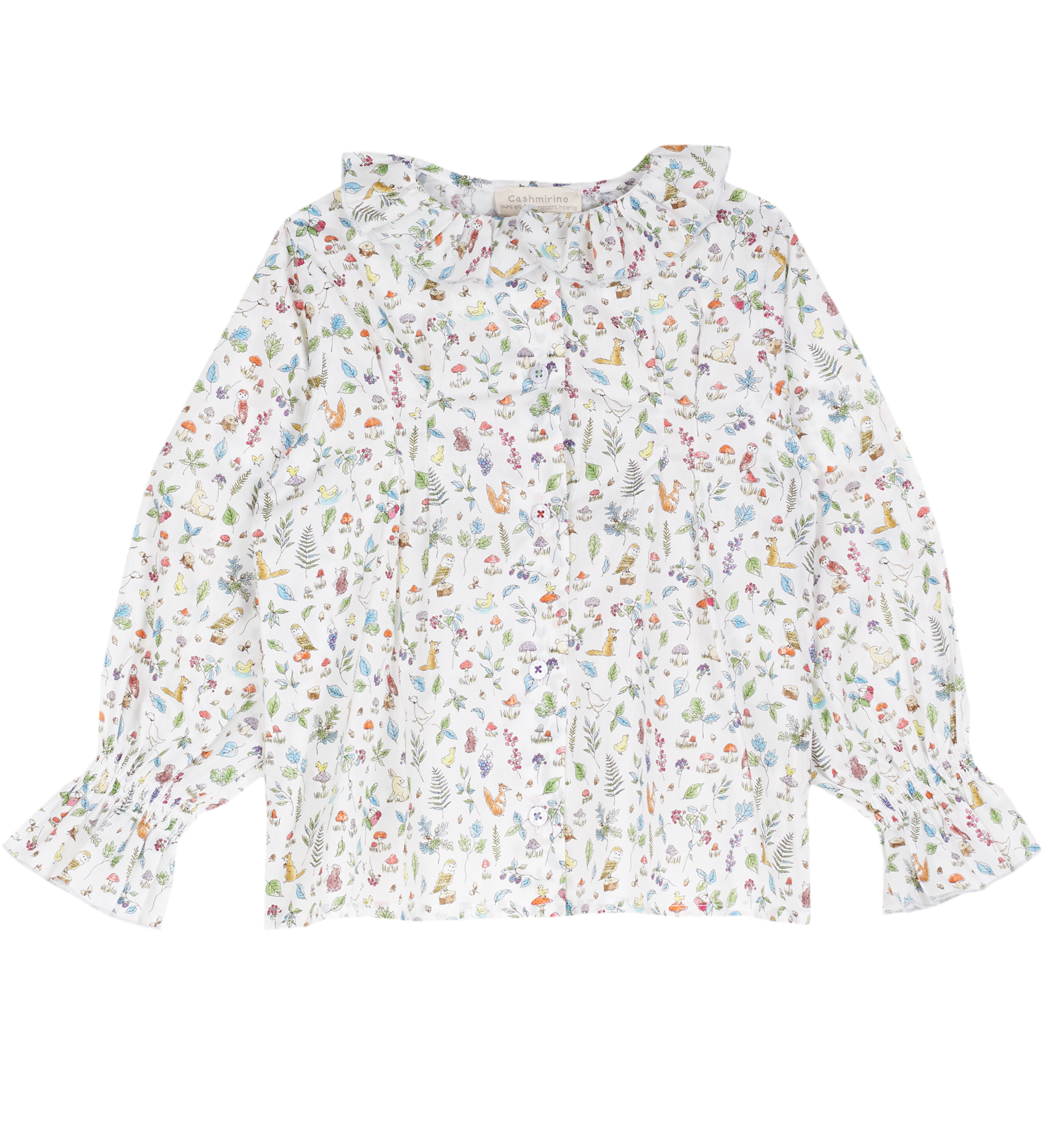 Girl - Callie 100% Cotton Blouse with Pleats in Nature Prints