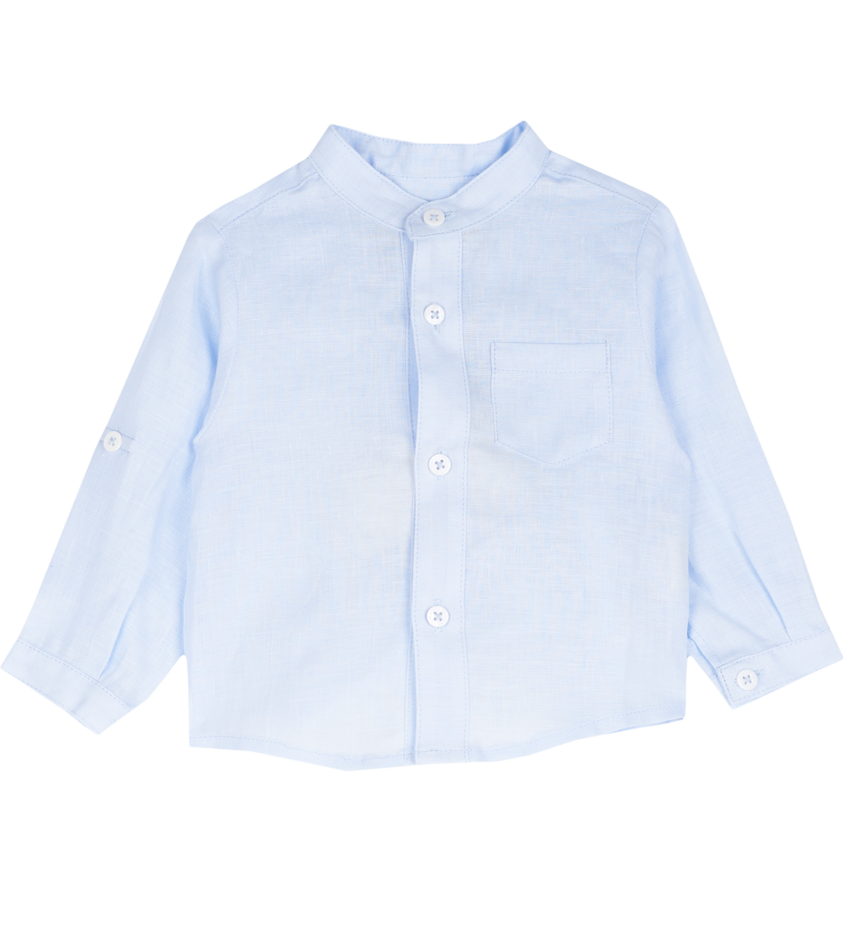 Baby Boy - Rowan 100% Linen Grandad Collar Shirt With Pocket