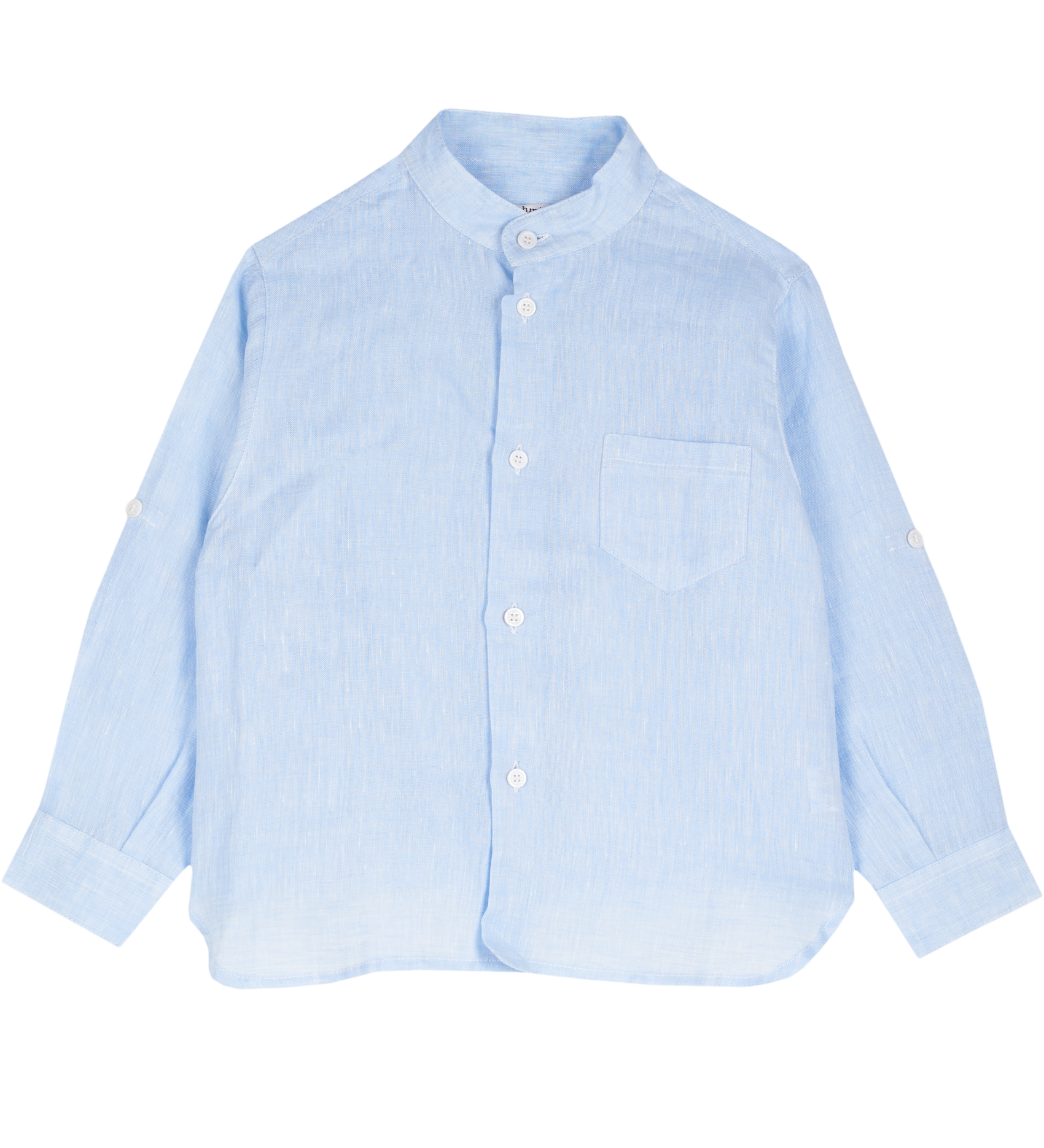 Boy - Rowan 100% Linen Grandad Collar Shirt With Pocket