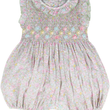 Baby Girl - Constance Cotton Hand Embroidered Smocked Romper