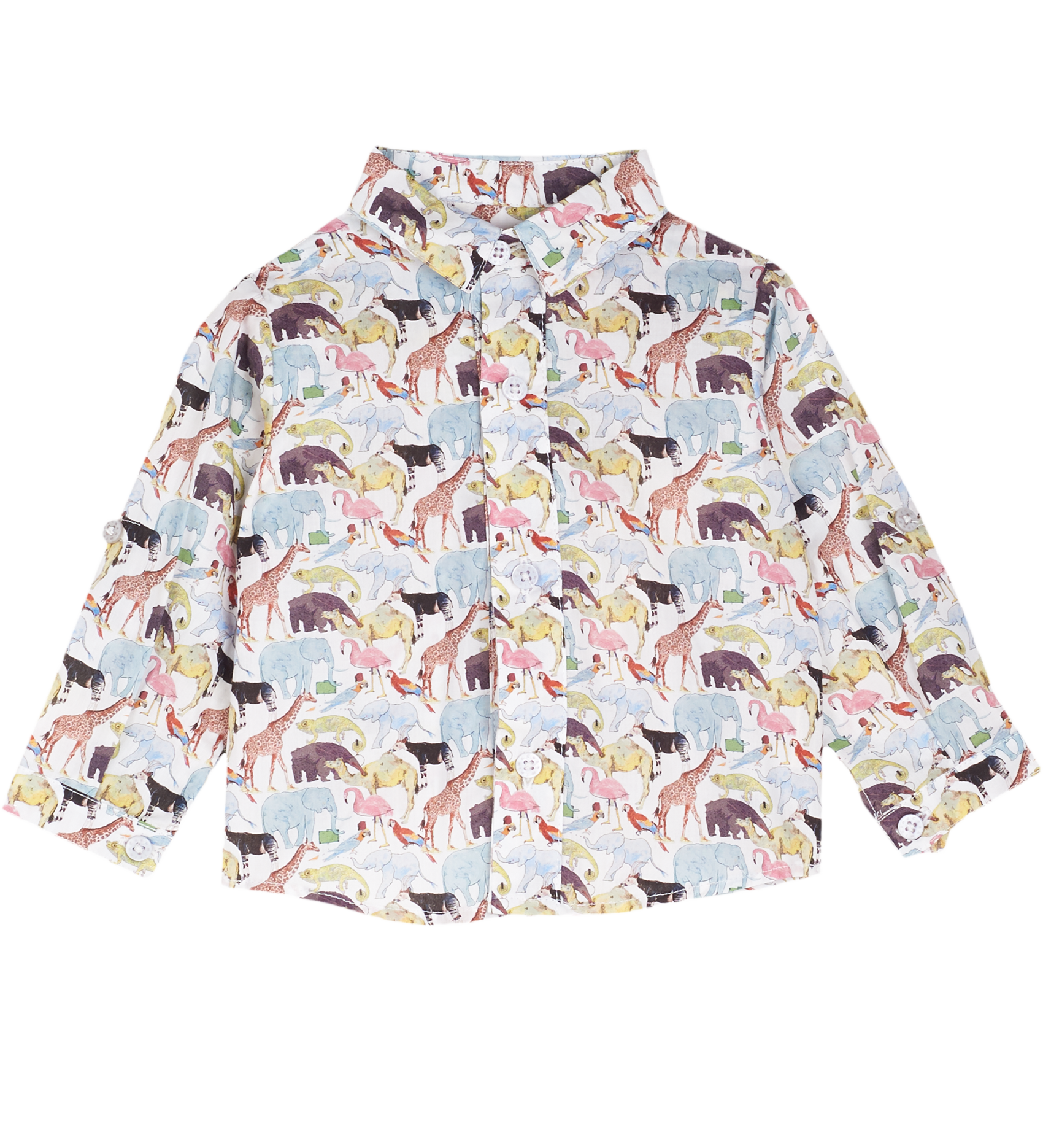 Baby Boy - Davide Cotton Classic Collar Shirt in Animal Prints