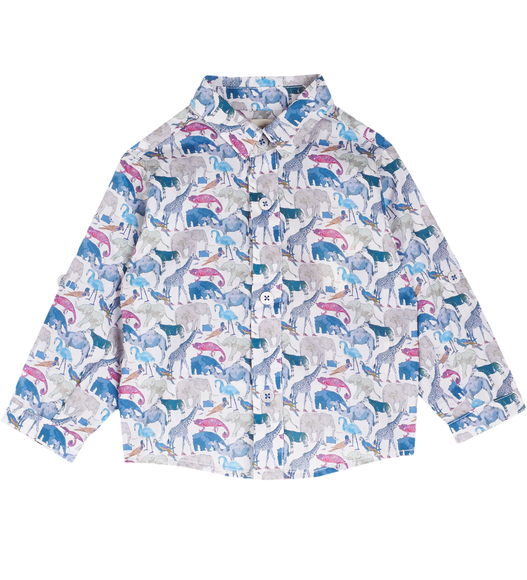 Baby Boy - Davide Cotton Classic Collar Shirt in Animal Prints