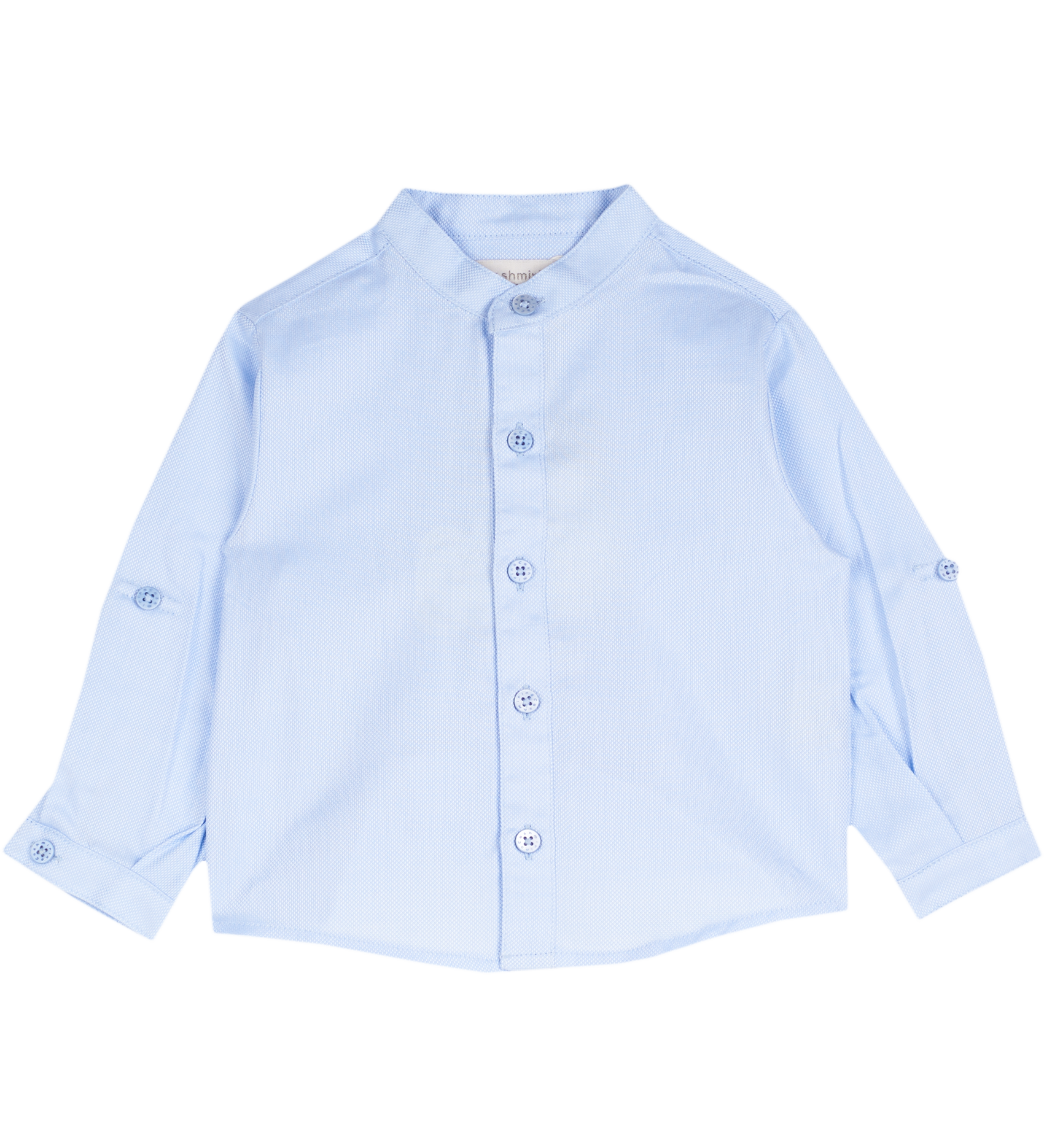 Baby Boy - Bruno 100% Cotton Grandad Shirt With Roll-Up Sleeves