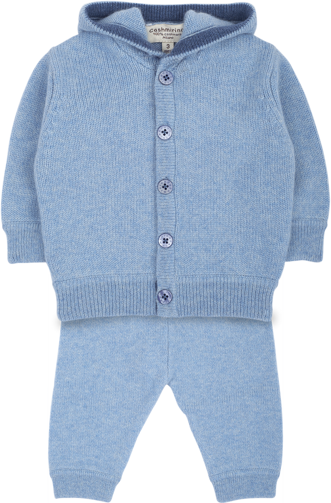 Baby Boy - Emilio 100% Cashmere Acorn Stitch Teddy Bear Set – Cashmirino